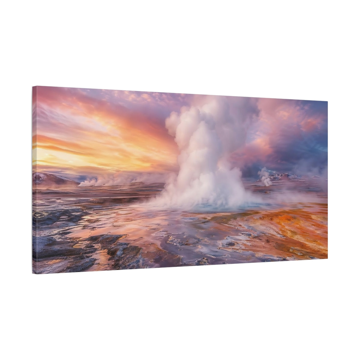 Main Mockup. Nature Geothermal Vent Orange Purple Geothermal shown as stretched canvas wall art