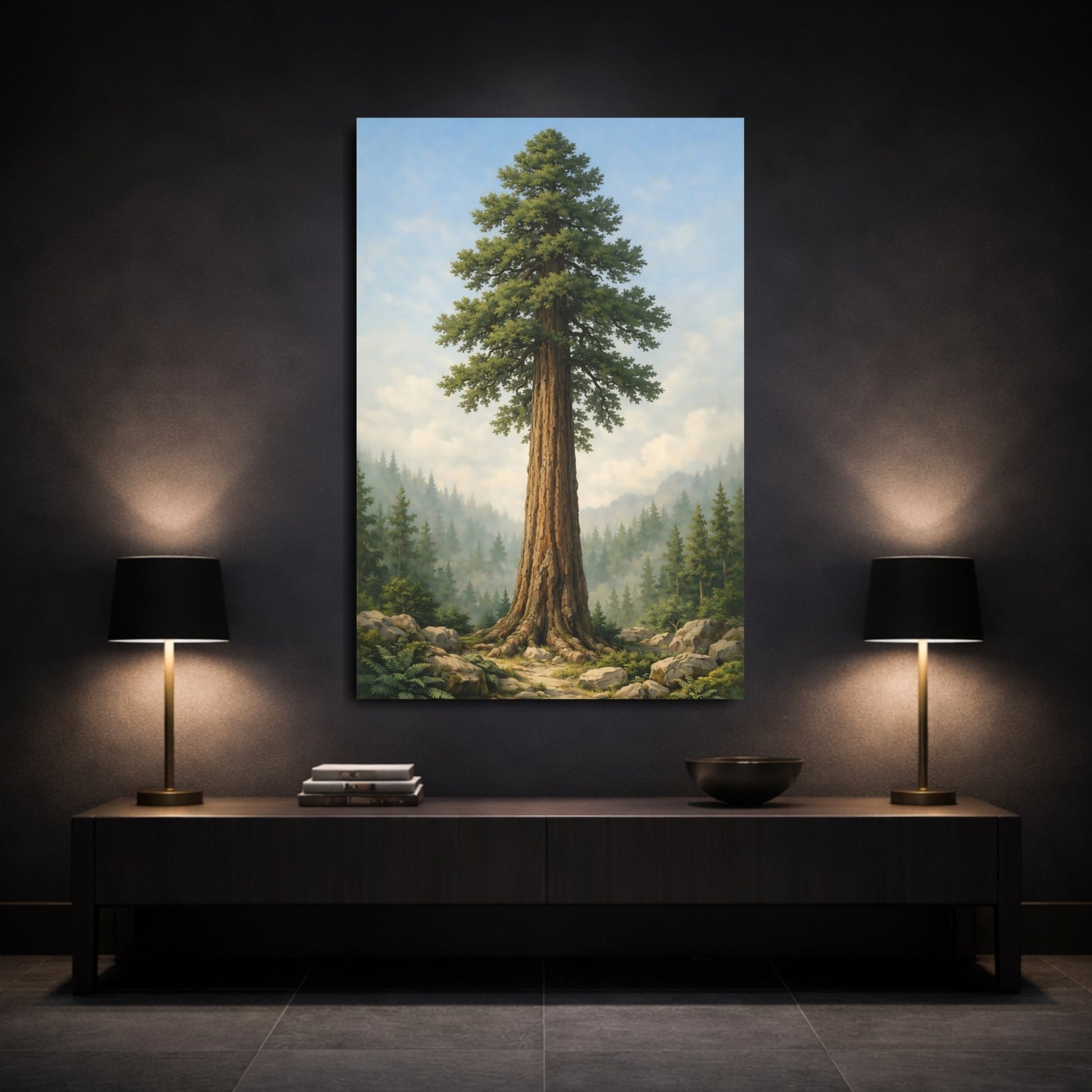 Nature Giant Tree Giant Tree Landscape shown as front canvas room wall art