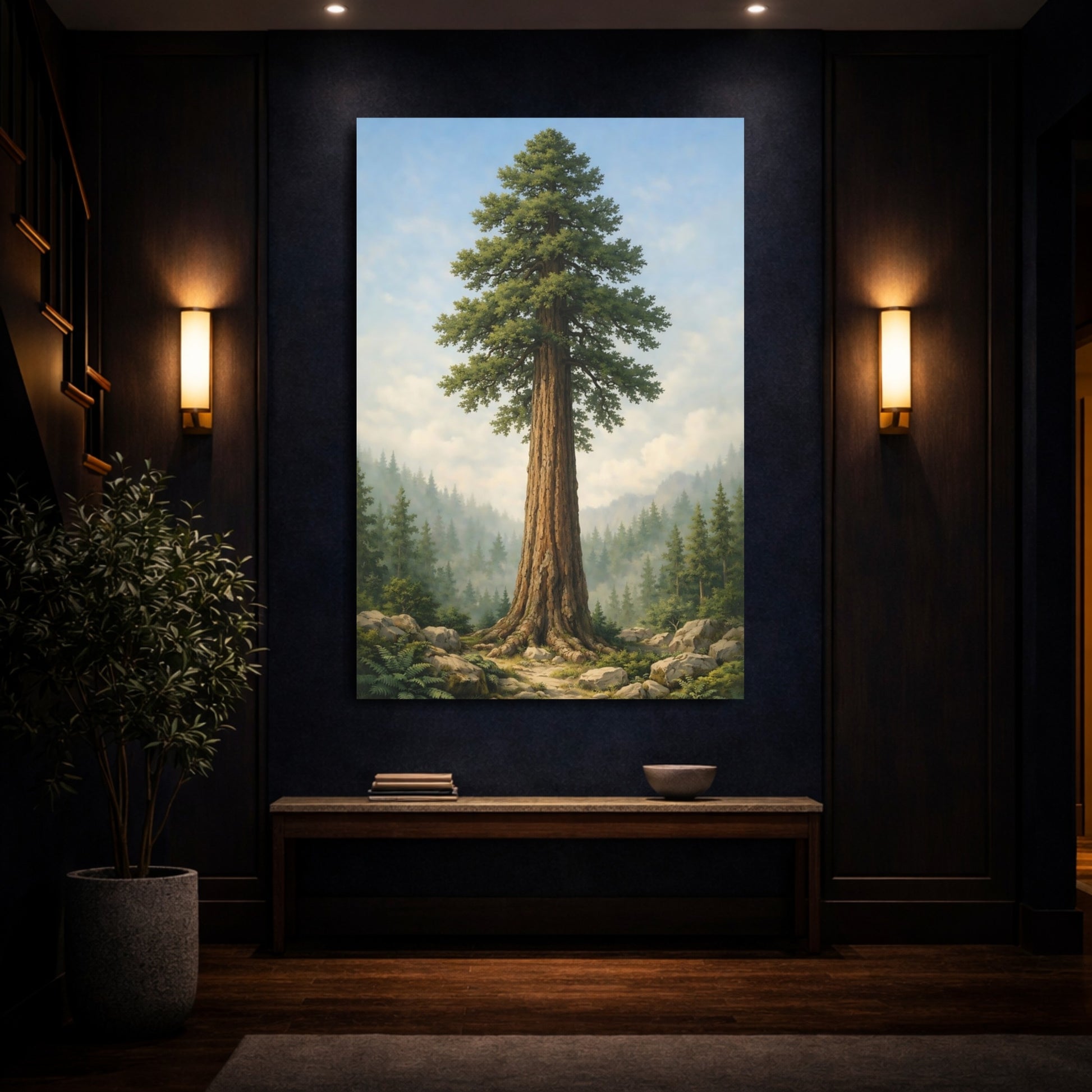 Nature Giant Tree Giant Tree Landscape shown as front canvas room wall art