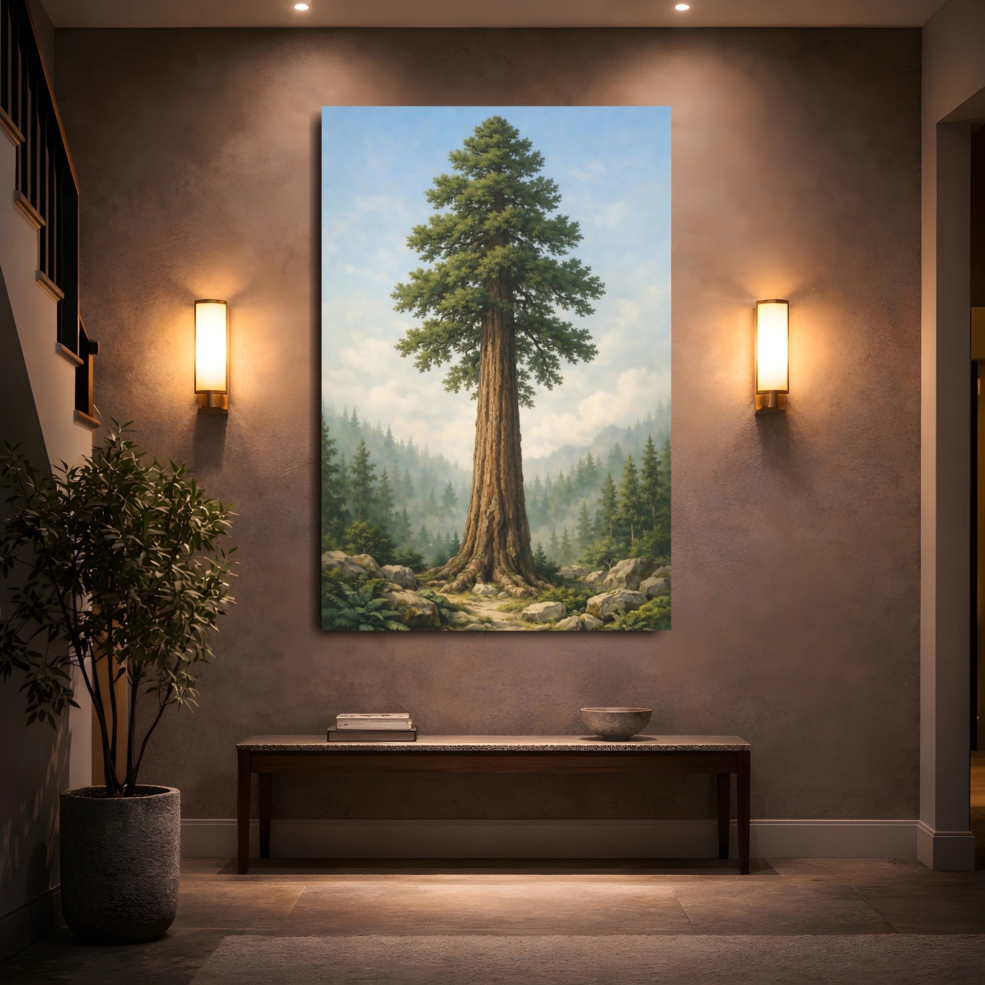 Nature Giant Tree Giant Tree Landscape shown as front canvas room wall art