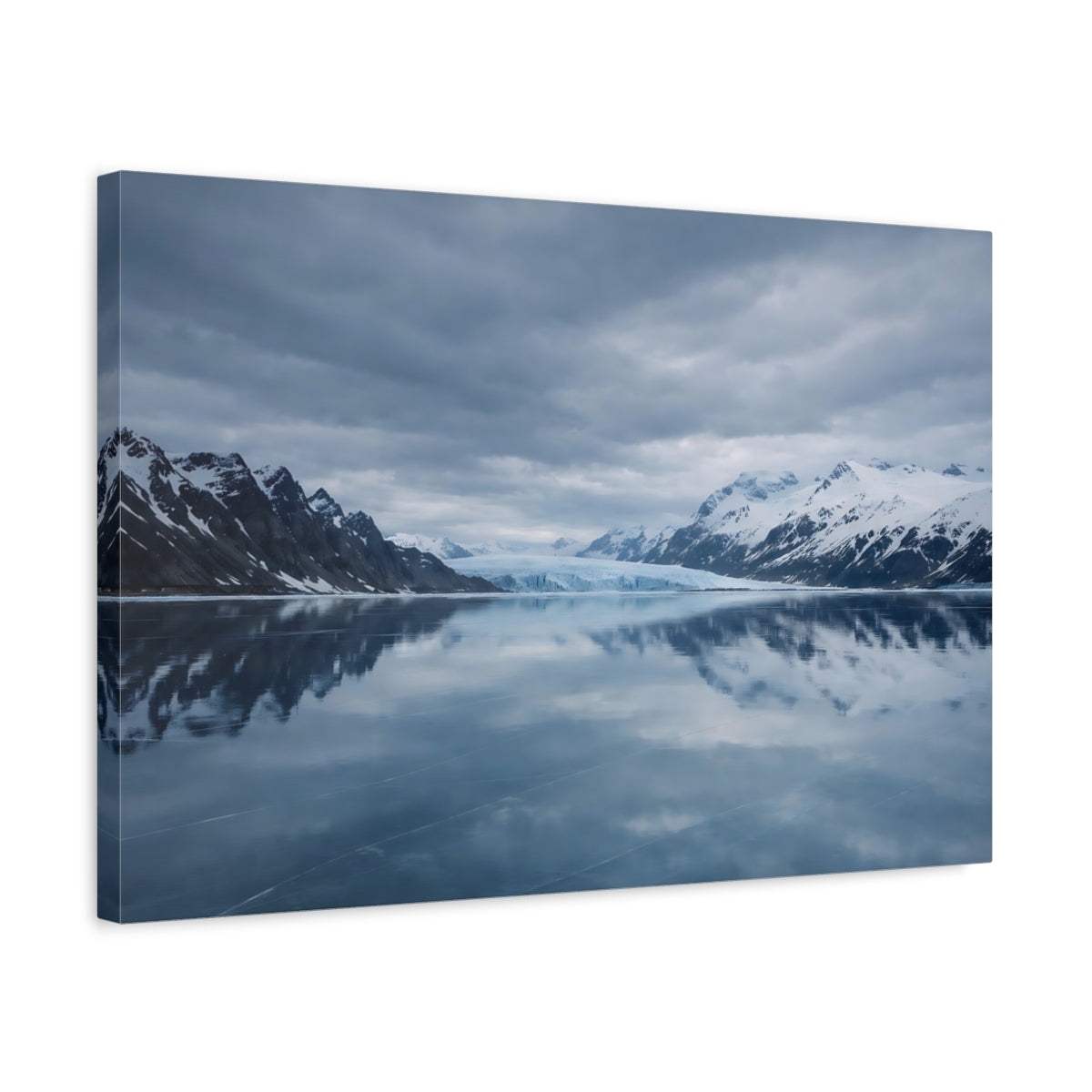 Side Mockup 3. Nature Glacier Blue Glacier shown as stretched canvas wall art