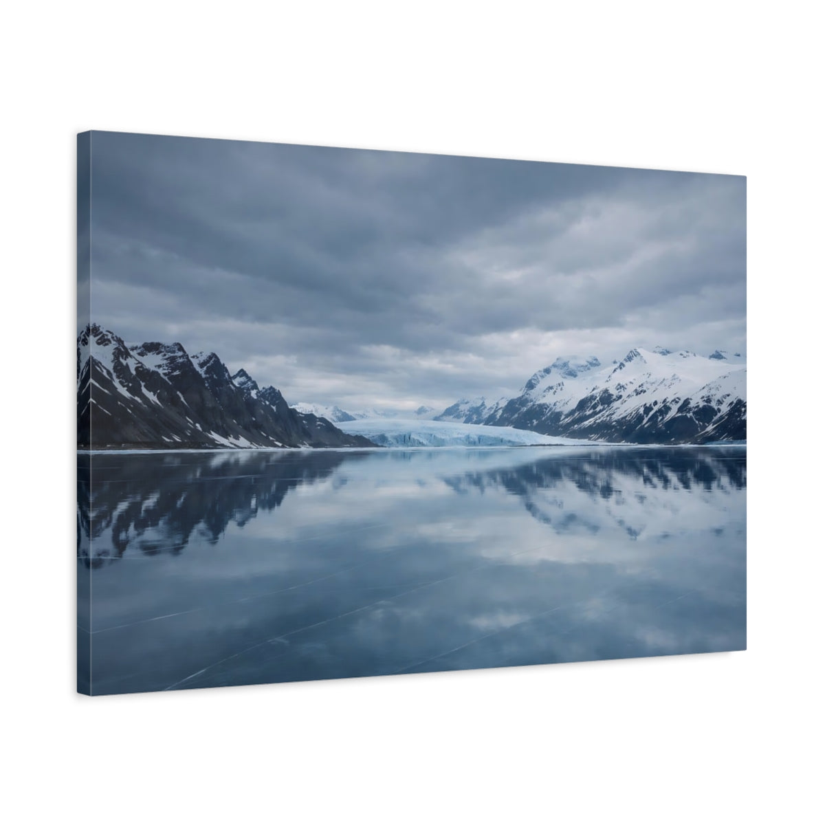 Side Mockup 2. Nature Glacier Blue Glacier shown as stretched canvas wall art