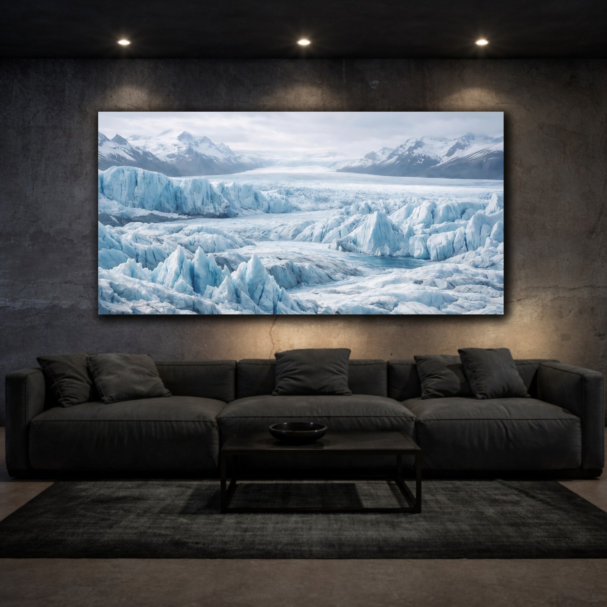 Mockup 2. Nature Glacier Blue Glacier Landscape shown as stretched canvas wall art
