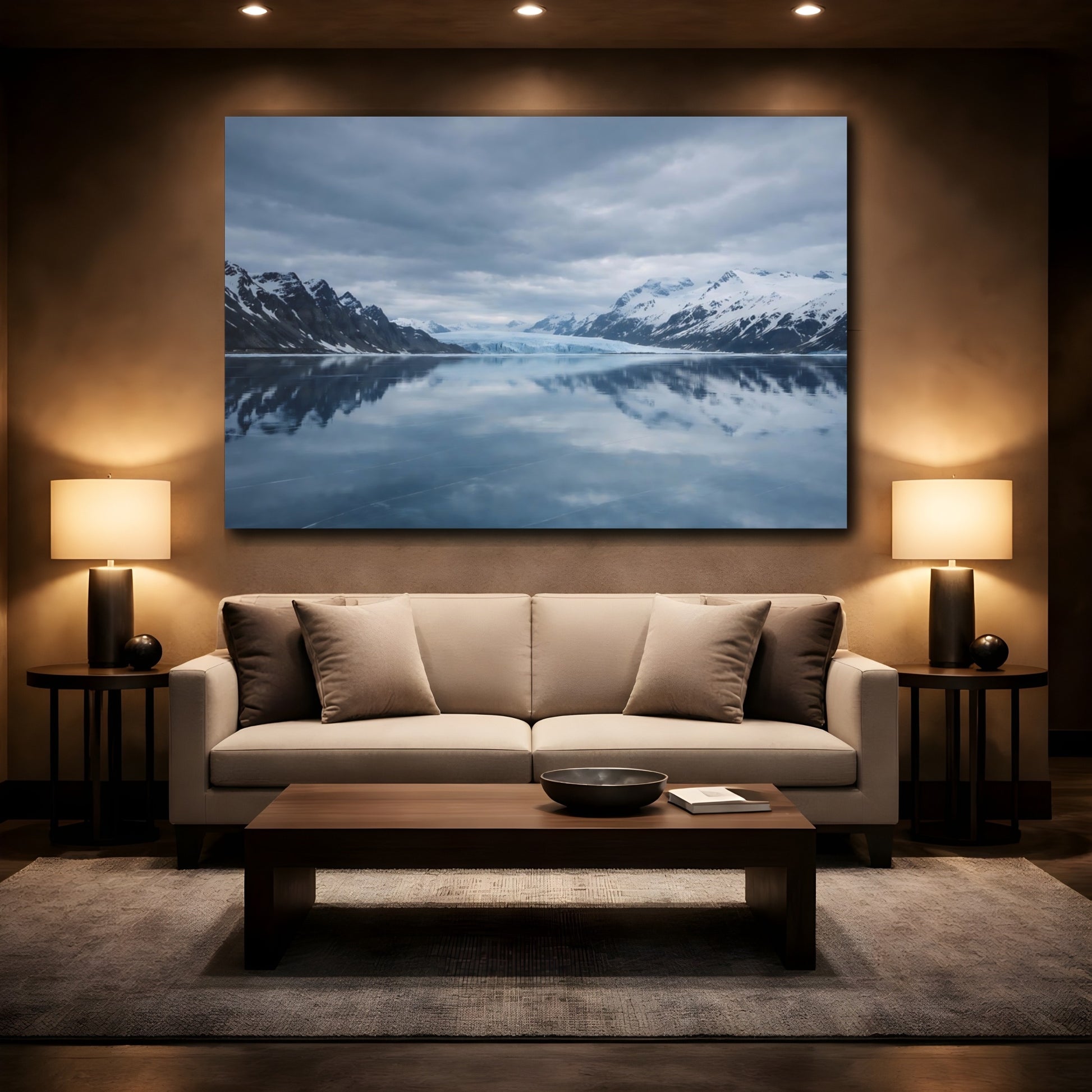 Mockup 2. Nature Glacier Blue Glacier shown as stretched canvas wall art