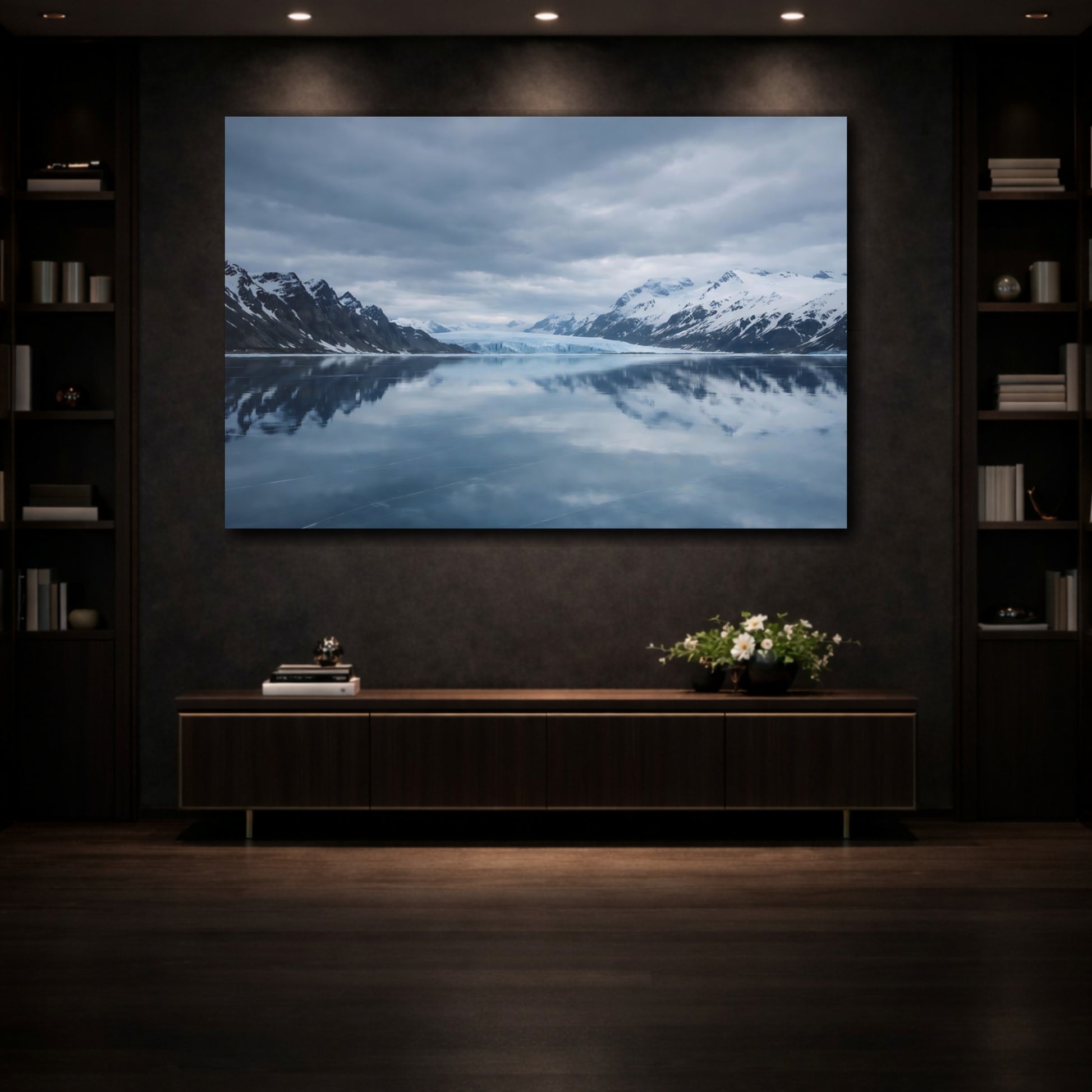 Mockup 3. Nature Glacier Blue Glacier shown as stretched canvas wall art