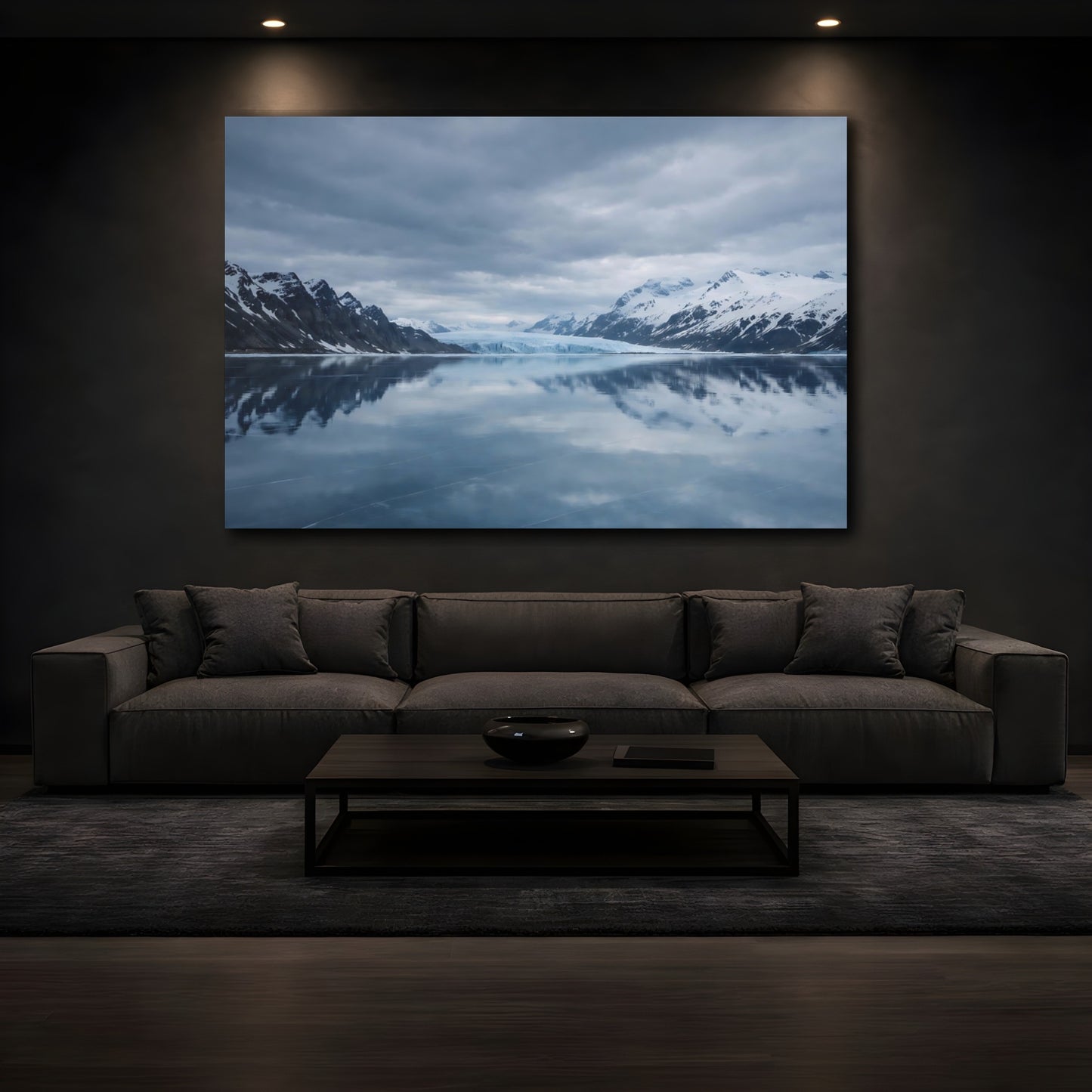 Mockup 4. Nature Glacier Blue Glacier shown as stretched canvas wall art