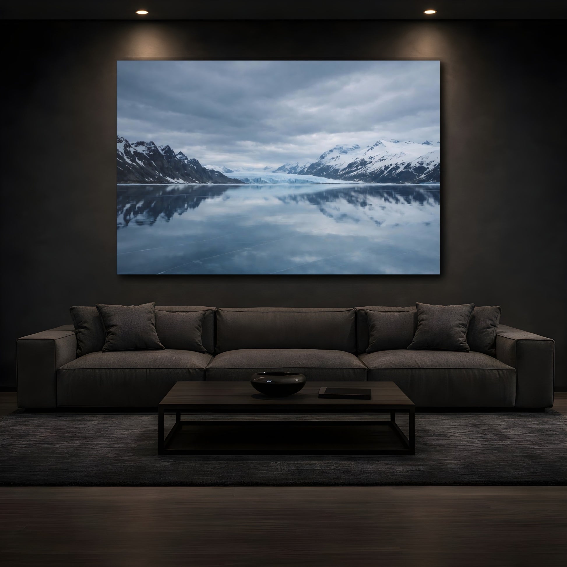 Mockup 4. Nature Glacier Blue Glacier shown as stretched canvas wall art
