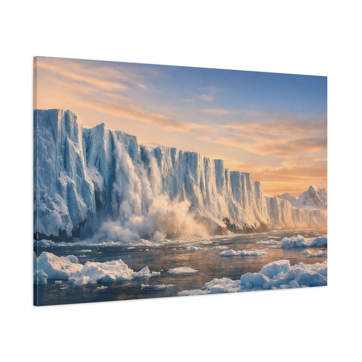 Nature Glacier Calving Blue Sunset - Canvas Wall Art Print - YesArtYes