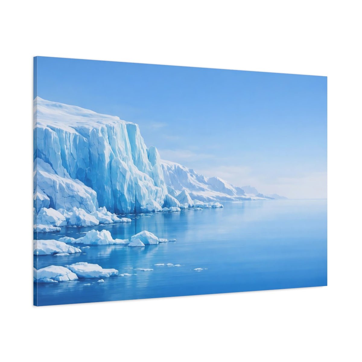 Nature Glacier Cliff Blue And White - Canvas Wall Art Print - YesArtYes