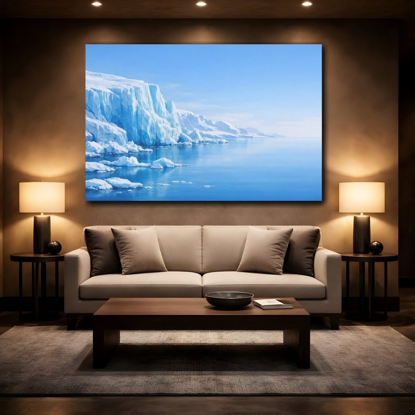Nature Glacier Cliff Blue And White - Canvas Wall Art Print - YesArtYes