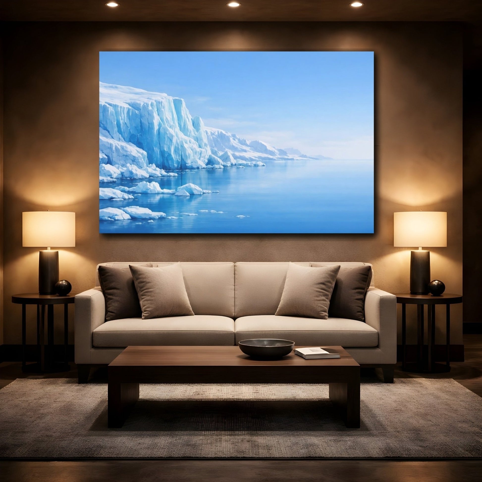 Nature Glacier Cliff Blue And White - Canvas Wall Art Print - YesArtYes