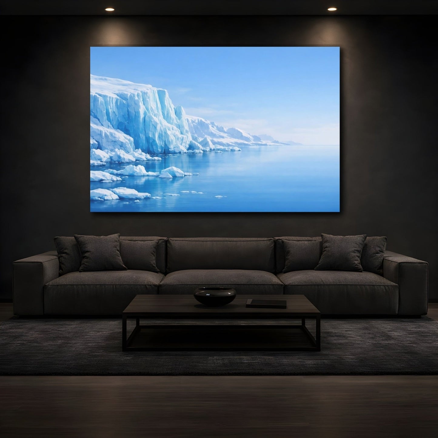Nature Glacier Cliff Blue And White - Canvas Wall Art Print - YesArtYes