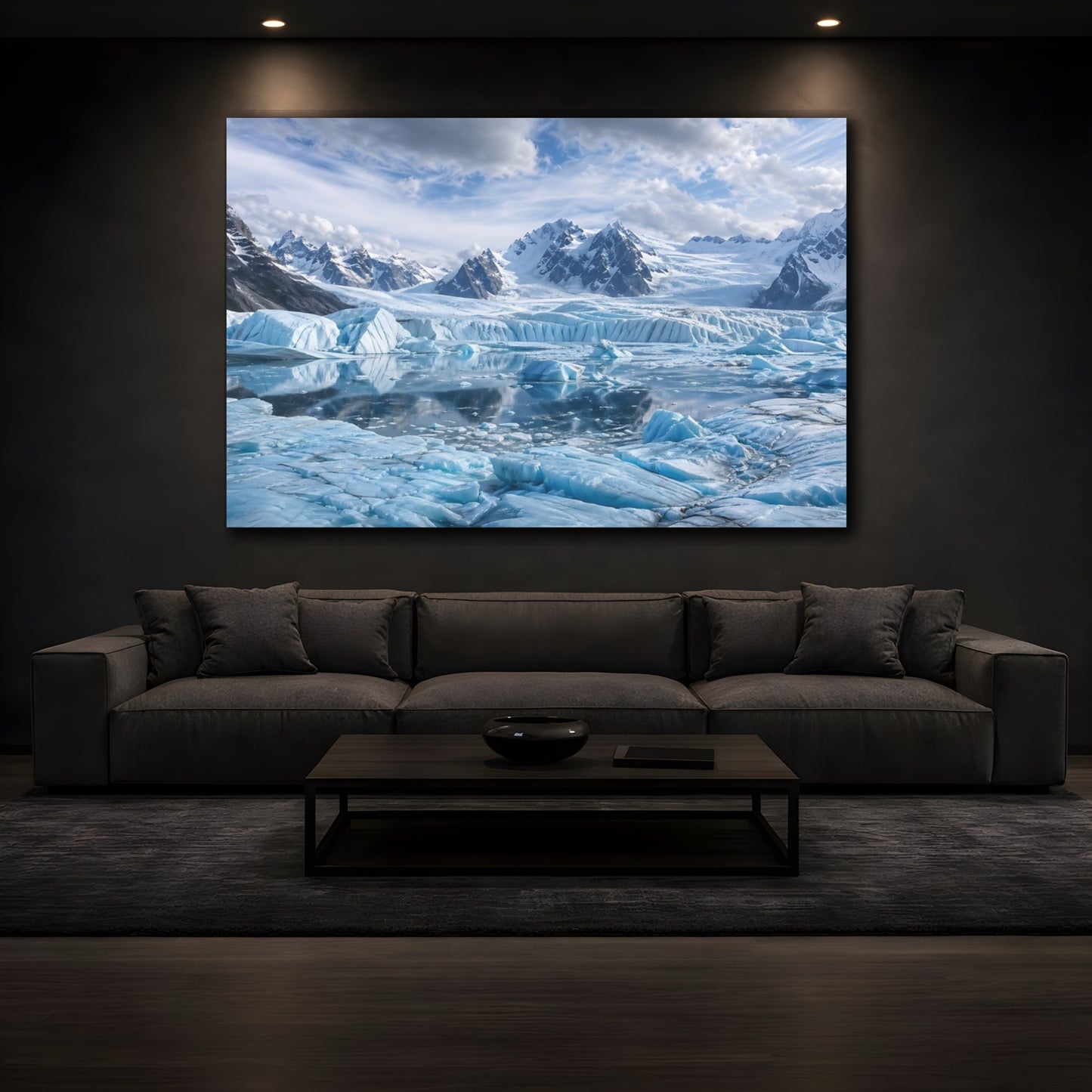 Mockup 3. Nature Glacier Landscape Blue Glacier Mountain shown as stretched canvas wall art
