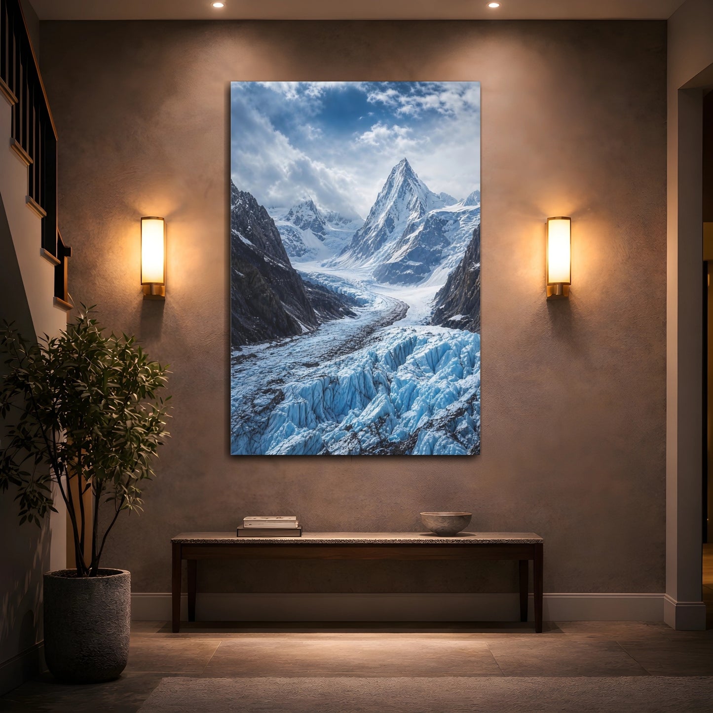 Mockup 2. Nature Glacier Valley Blue Glacier Mountain shown as stretched canvas wall art