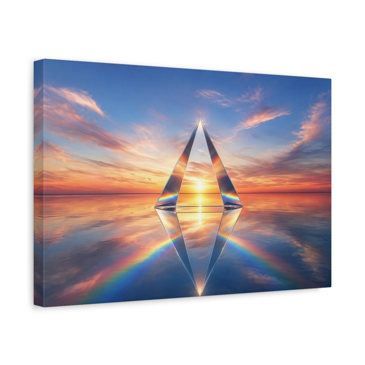 Side Mockup 4. Nature Glass Prism Sunset Prism shown as stretched canvas wall art