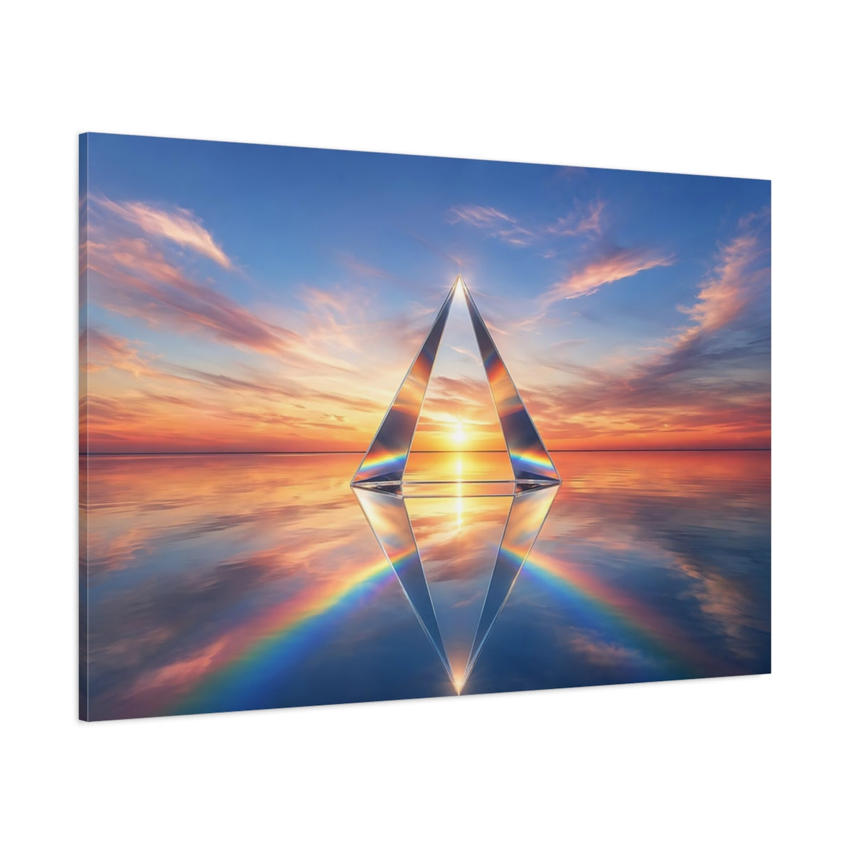 Side Mockup 1. Nature Glass Prism Sunset Prism shown as stretched canvas wall art