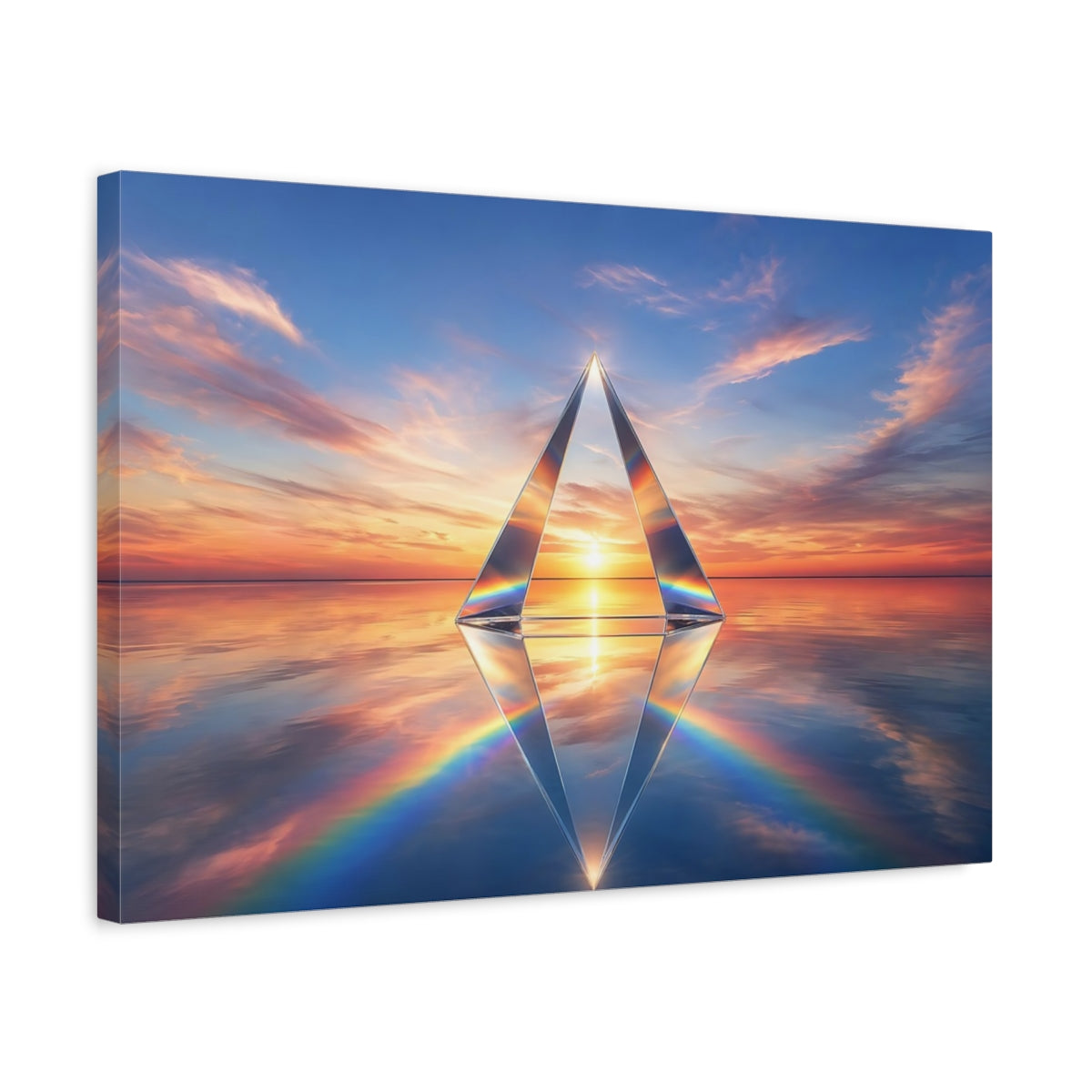 Side Mockup 3. Nature Glass Prism Sunset Prism shown as stretched canvas wall art