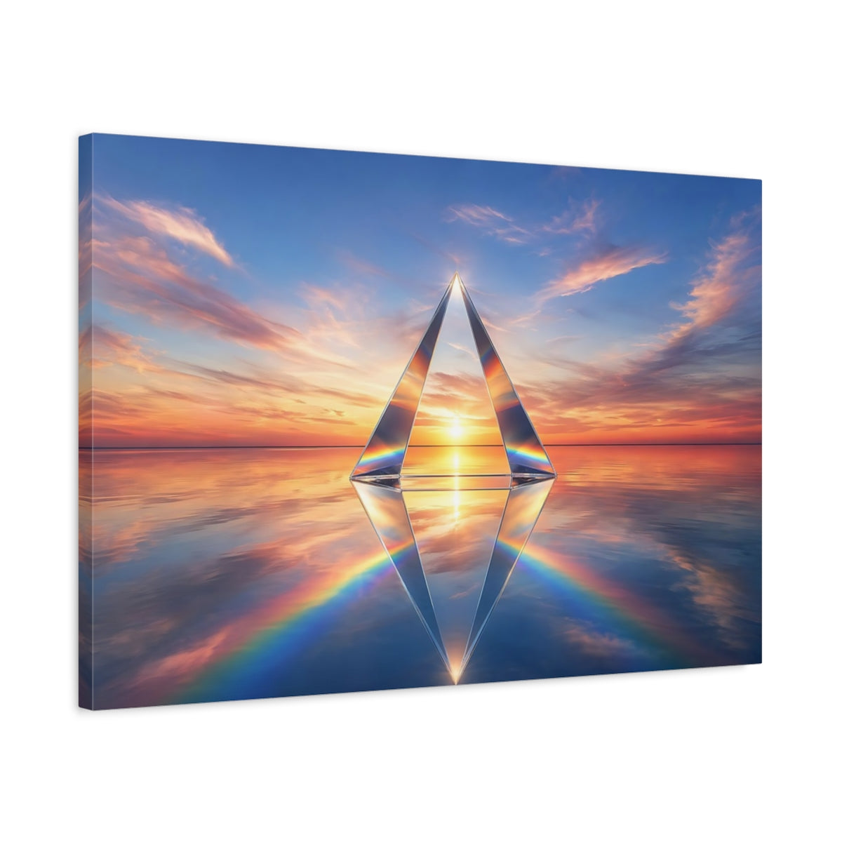 Side Mockup 2. Nature Glass Prism Sunset Prism shown as stretched canvas wall art