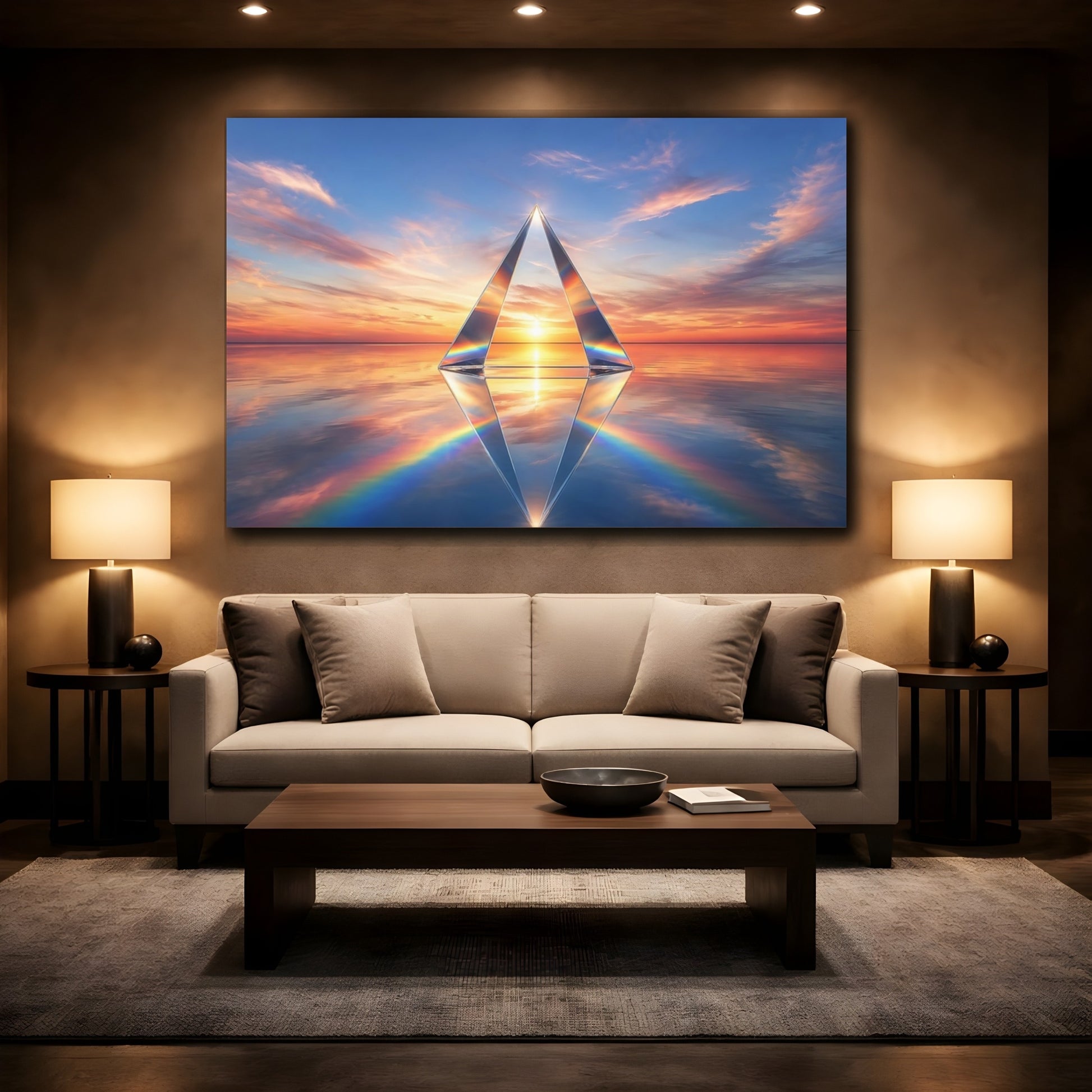 Mockup 2. Nature Glass Prism Sunset Prism shown as stretched canvas wall art
