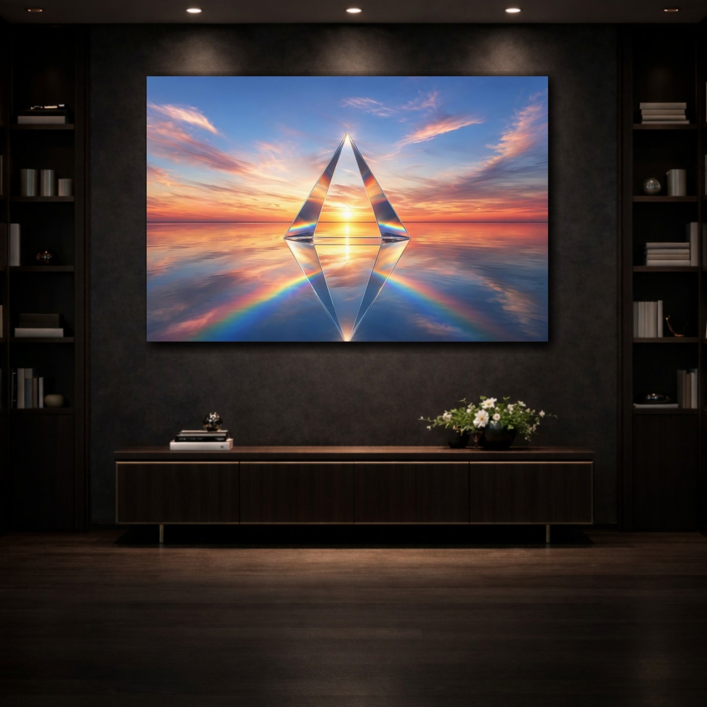 Mockup 3. Nature Glass Prism Sunset Prism shown as stretched canvas wall art