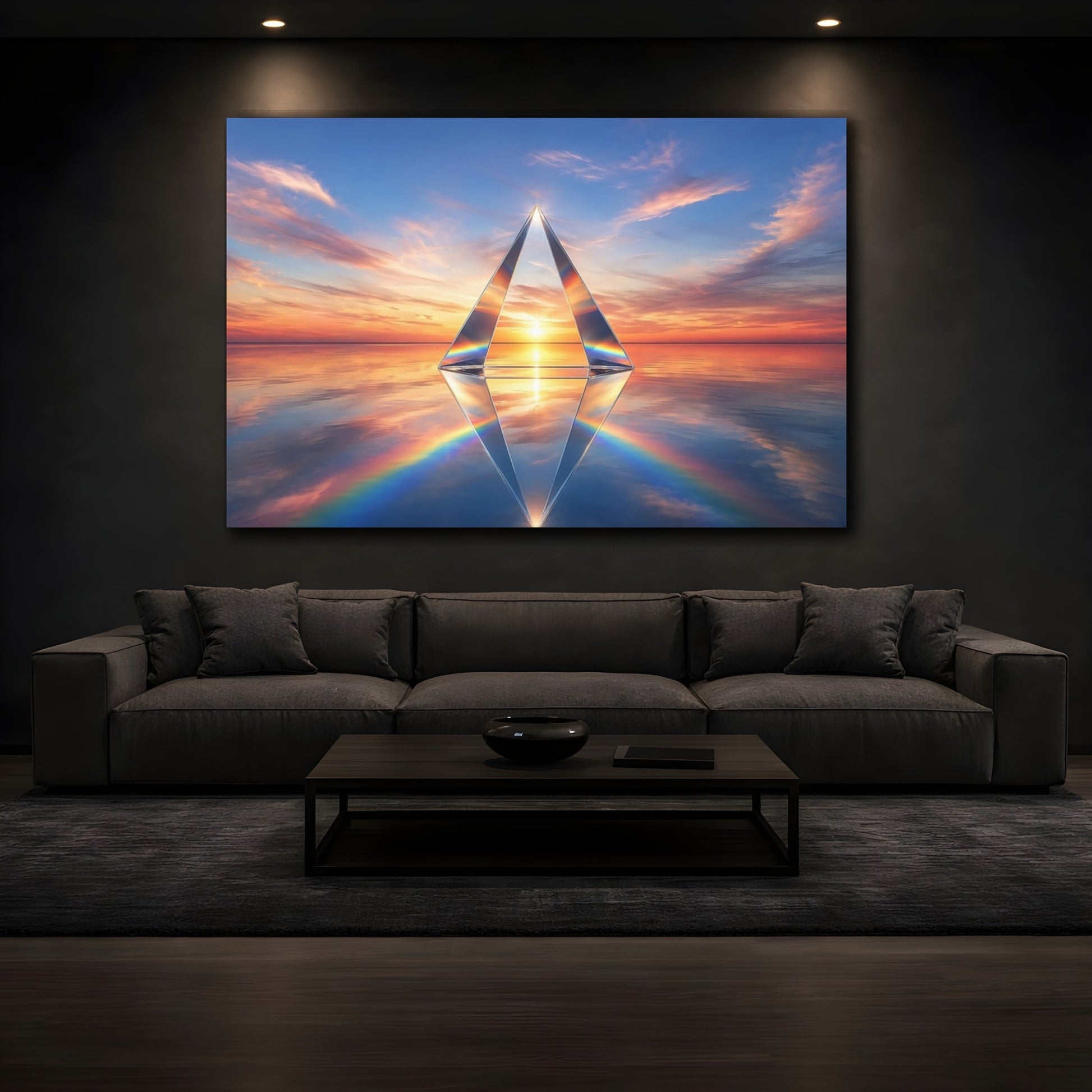 Mockup 4. Nature Glass Prism Sunset Prism shown as stretched canvas wall art