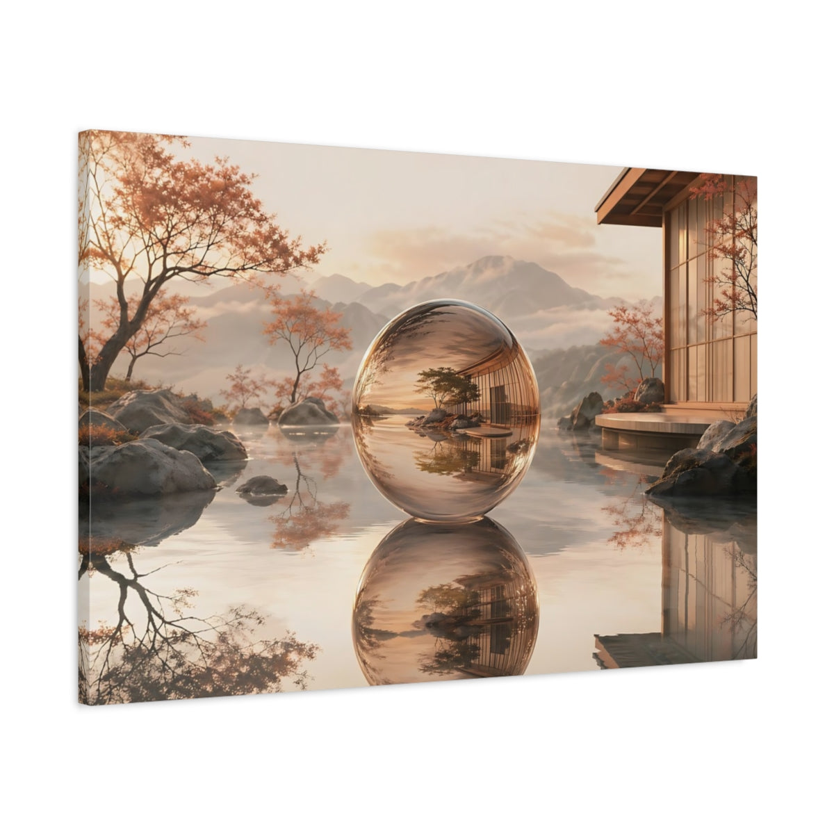 Main Mockup. Nature Glass Sphere Zen Sphere shown as stretched canvas wall art
