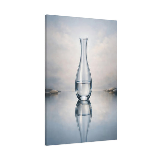 Nature Glass Vase Glass Water Reflection shown as stretched canvas wall art