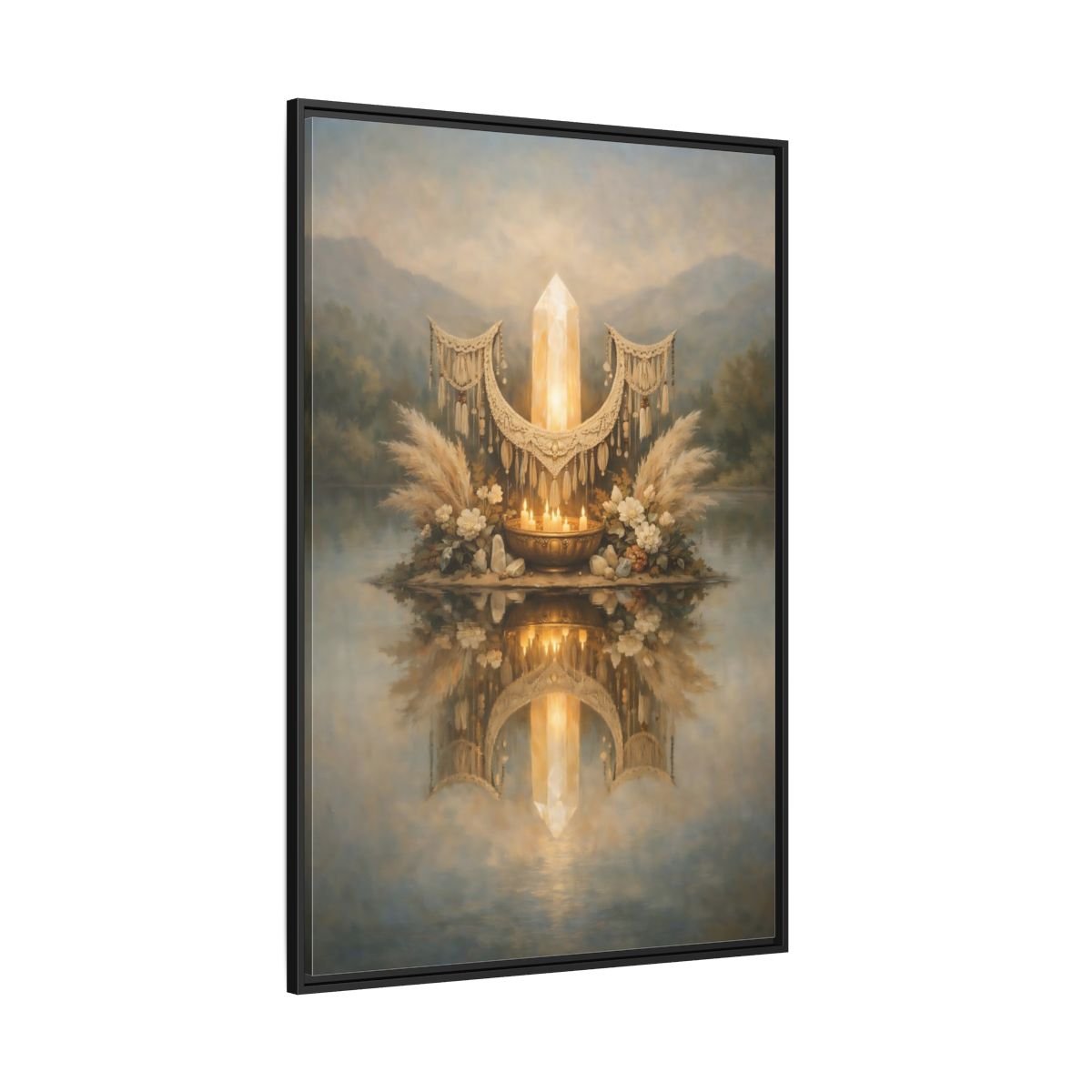 Nature Glowing Crystal Ethereal - Framed Canvas Wall Art Print - YesArtYes