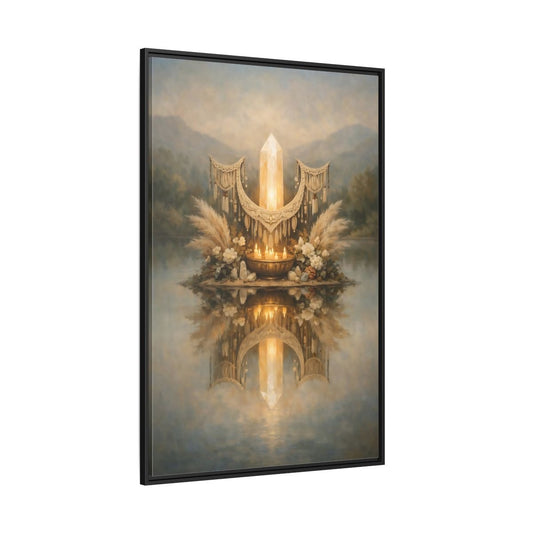 Nature Glowing Crystal Ethereal - Framed Canvas Wall Art Print - YesArtYes