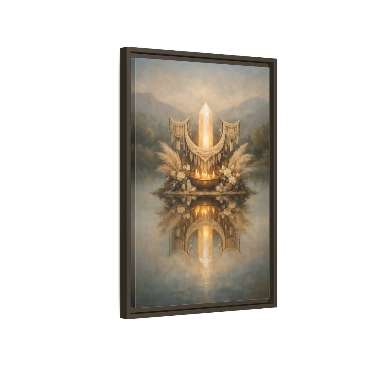 Nature Glowing Crystal Ethereal - Framed Canvas Wall Art Print - YesArtYes