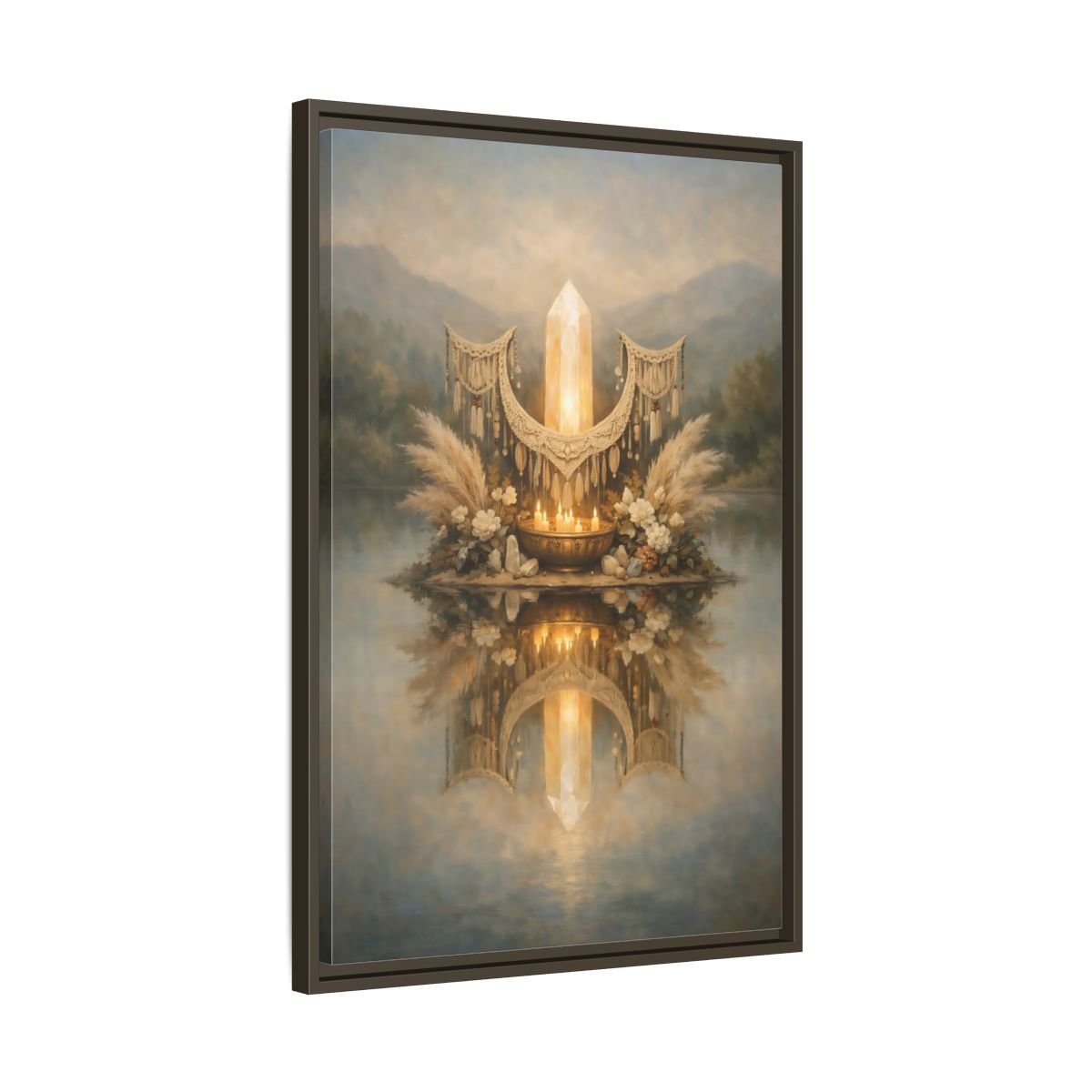 Nature Glowing Crystal Ethereal - Framed Canvas Wall Art Print - YesArtYes