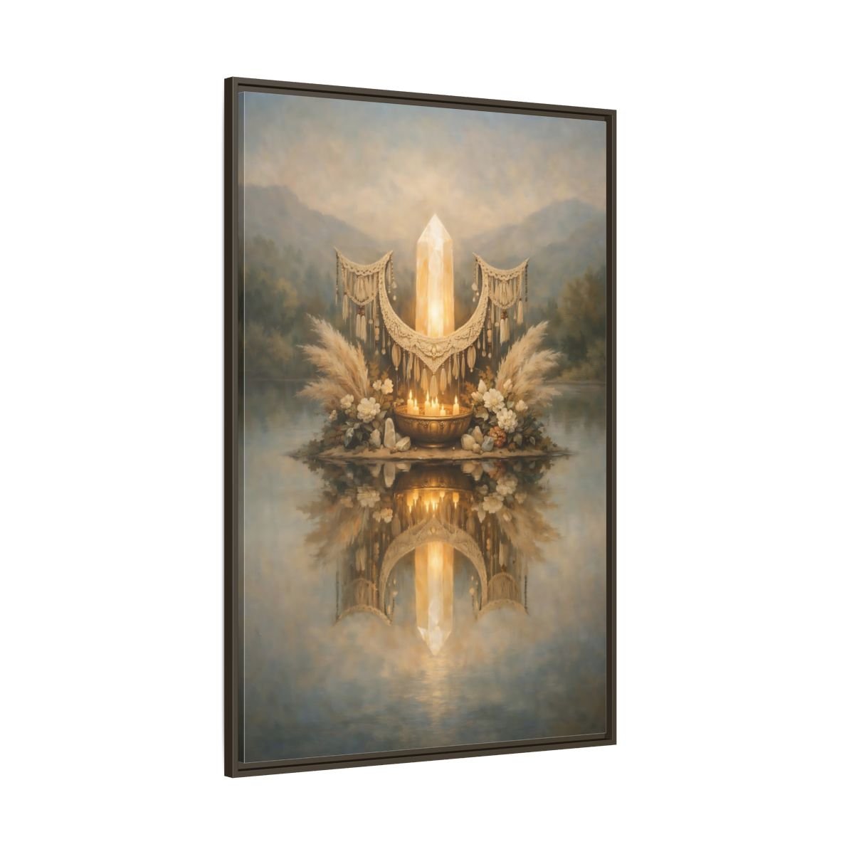 Nature Glowing Crystal Ethereal - Framed Canvas Wall Art Print - YesArtYes