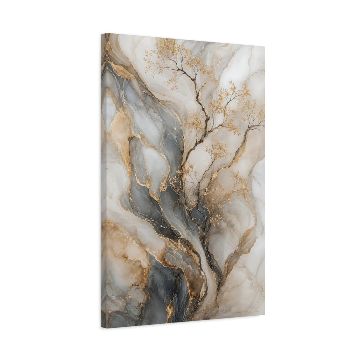 Nature Golden Branches Gold And Gray Canvas Print – Modern Decor for Living Room, Above Console Table - YesArtYes