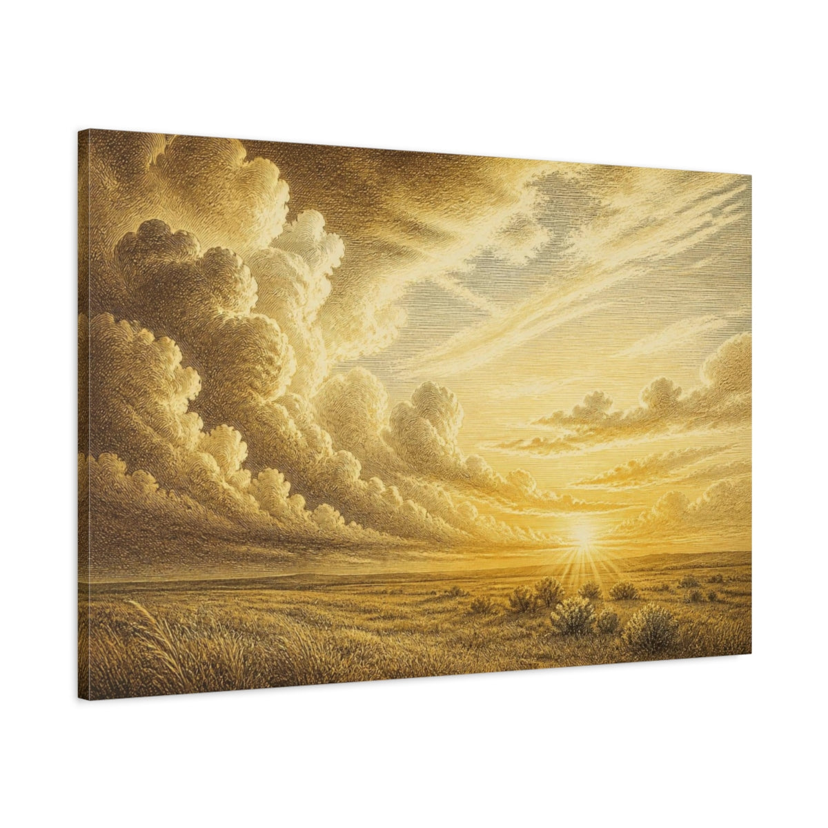 Main Mockup. Nature Golden Cloudscape shown as canvas print