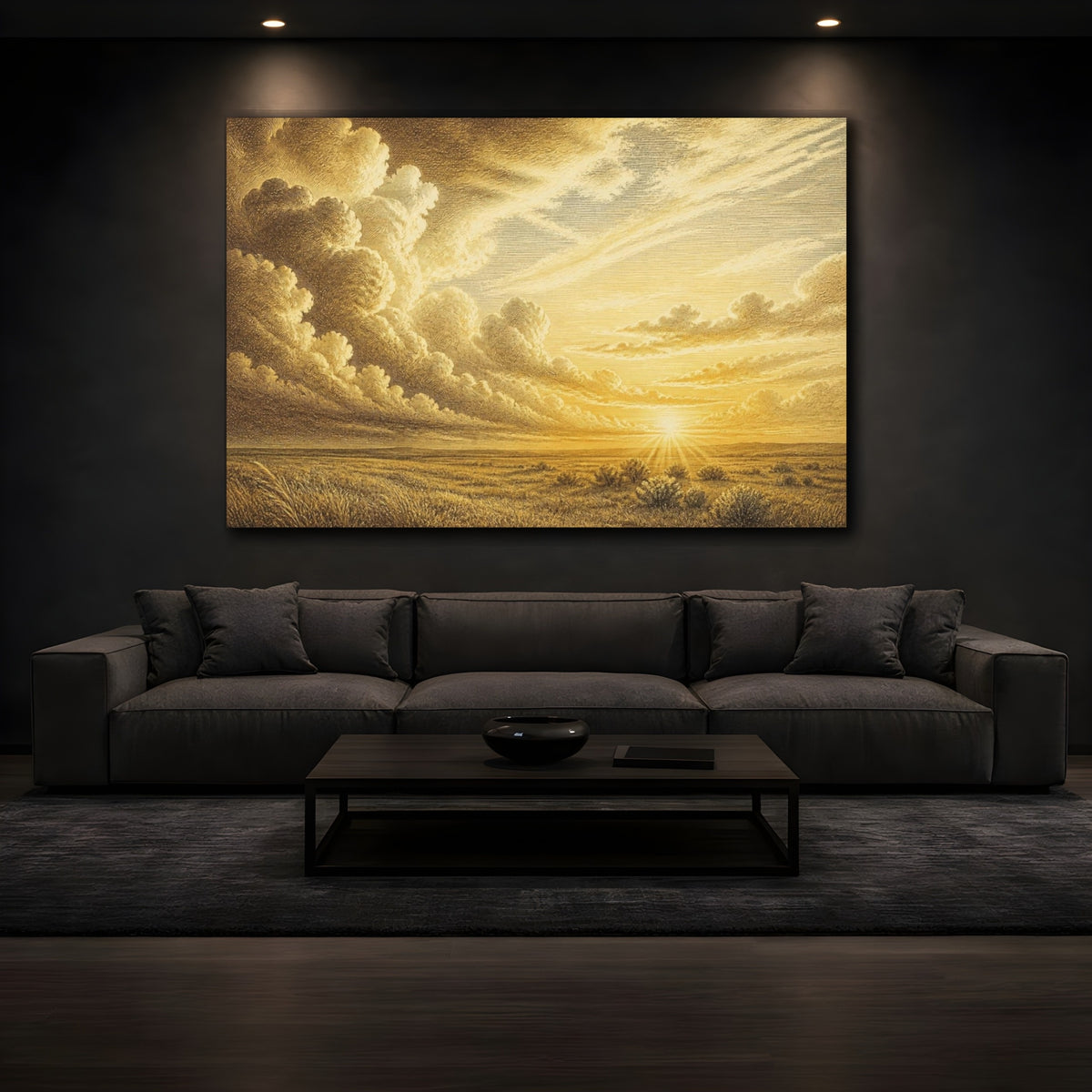 Mockup 3. Nature Golden Cloudscape shown as canvas print