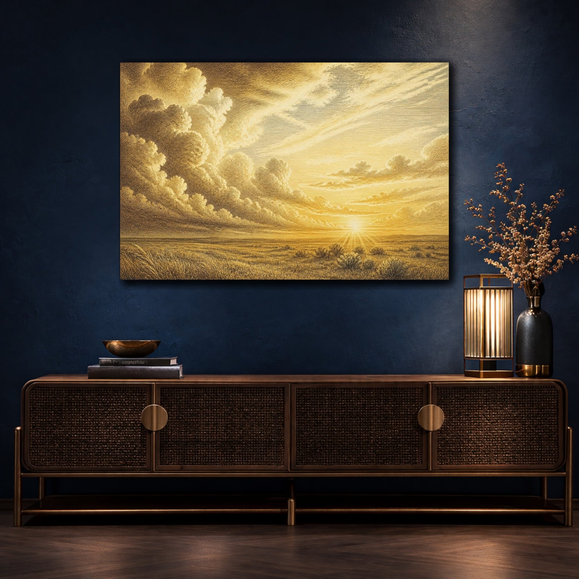 Mockup 4. Nature Golden Cloudscape shown as canvas print