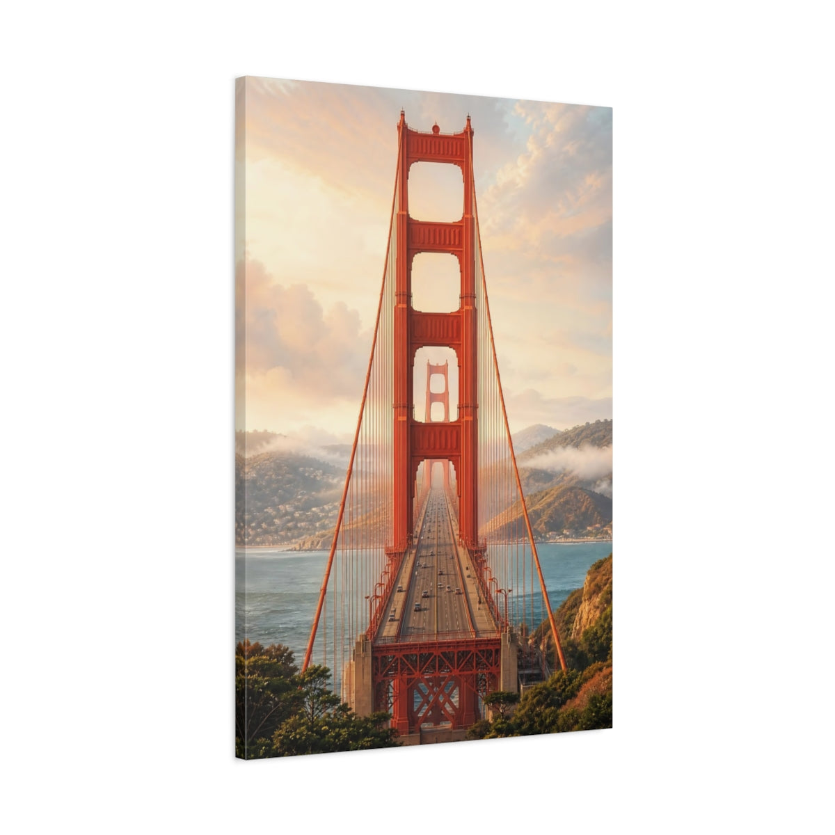 Main Mockup. Nature Golden Gate Bridge Red Bridge View shown as stretched canvas wall art
