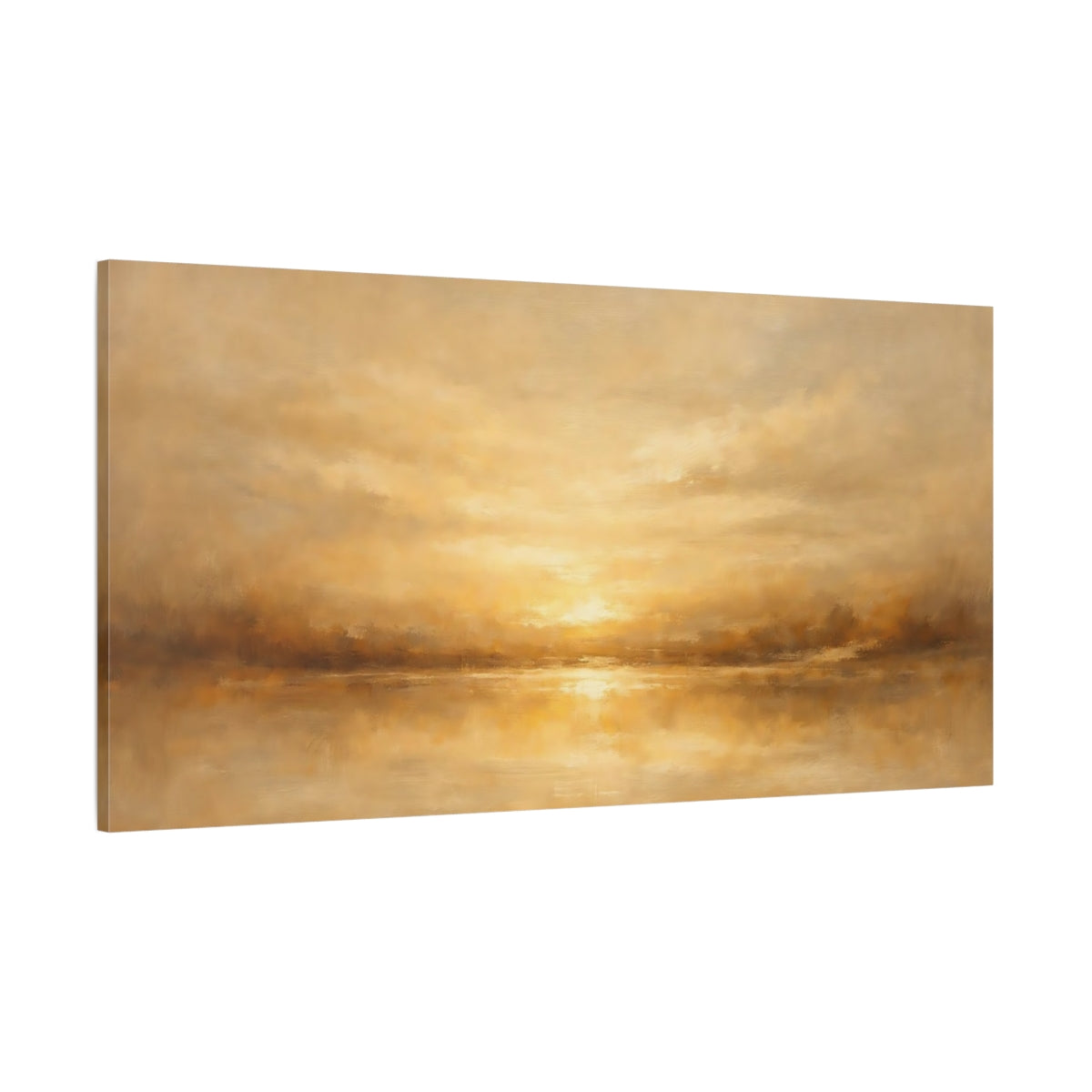 Main Mockup. Nature Golden Horizon Brown And Gold shown as stretched canvas wall art