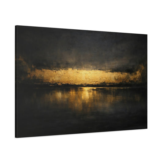 Main Mockup. Nature Golden Horizon Gold And Black shown as stretched canvas wall art