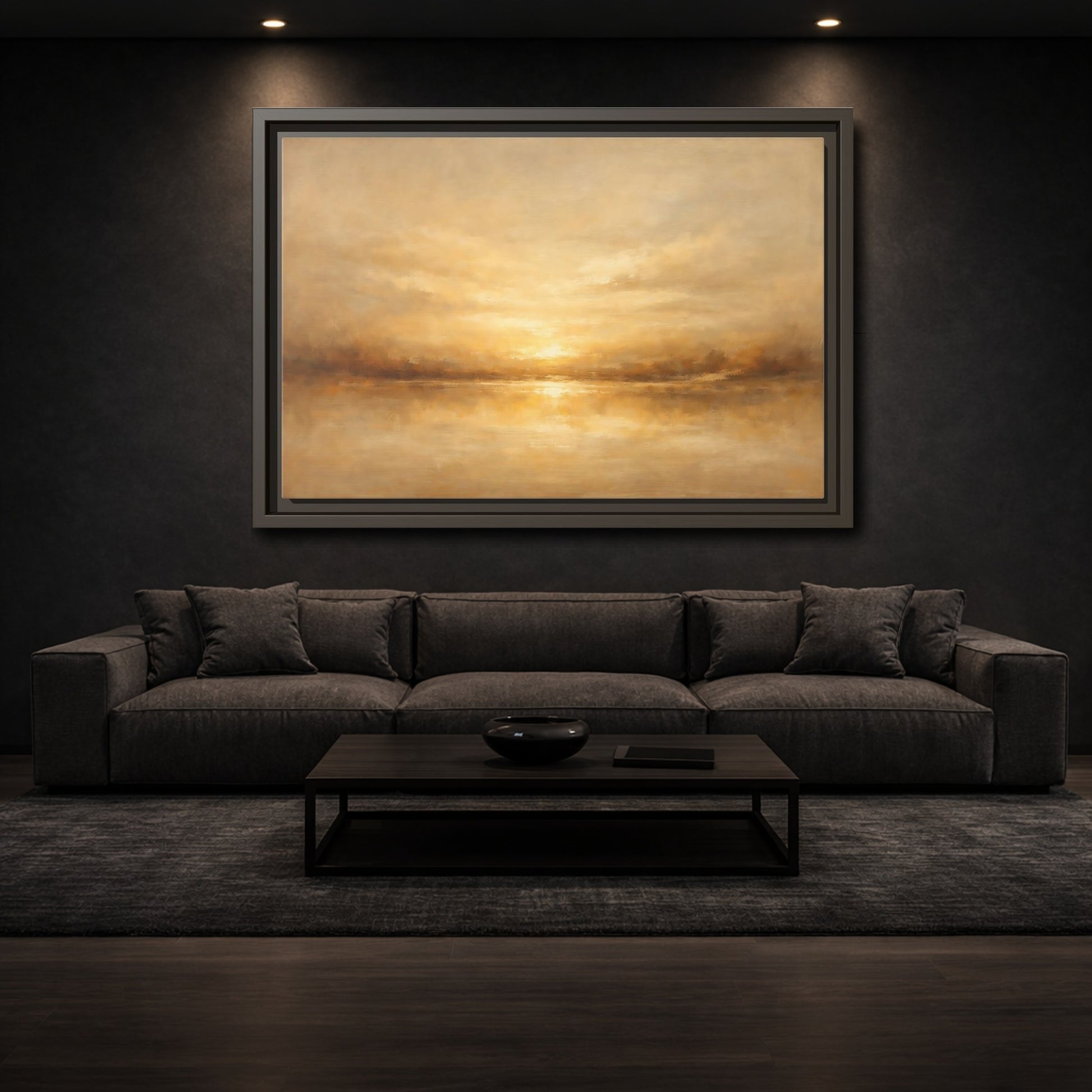 Mockup 2. Nature Golden Horizon Golden Landscape shown as stretched canvas wall art