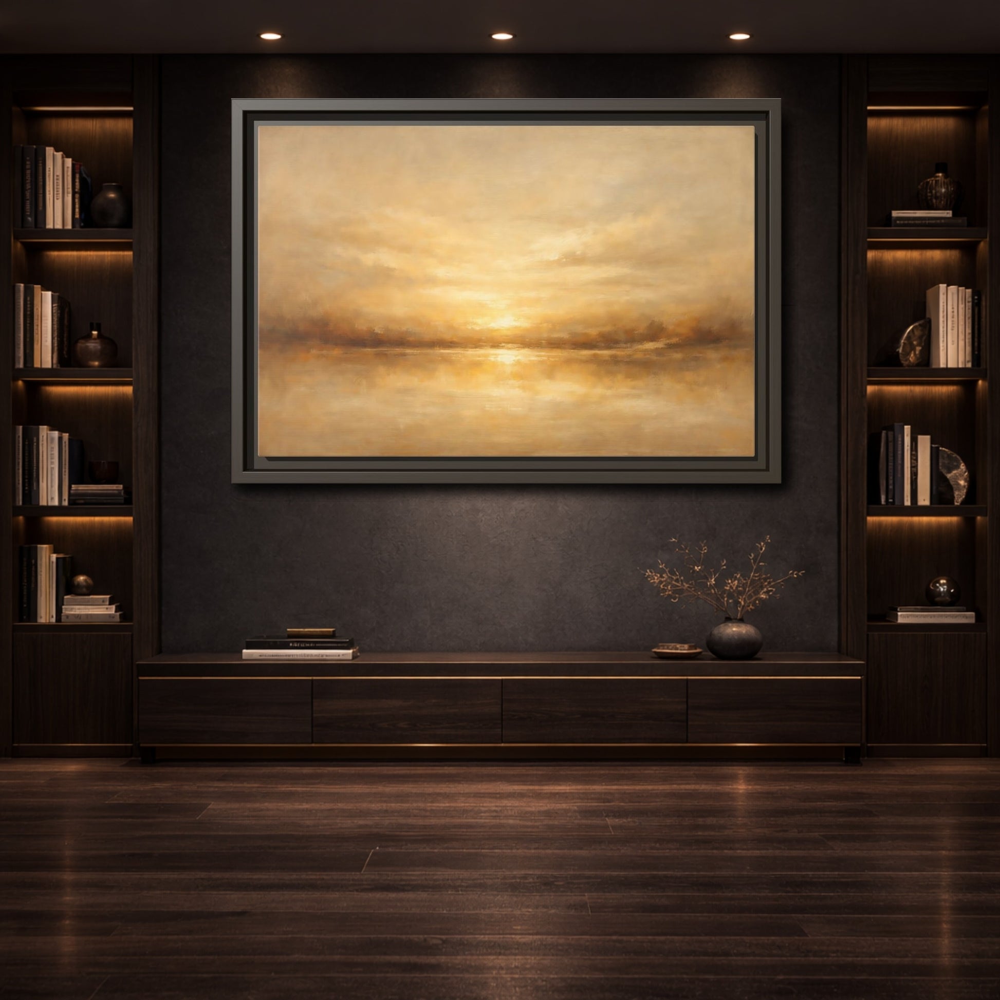 Mockup 3. Nature Golden Horizon Golden Landscape shown as stretched canvas wall art