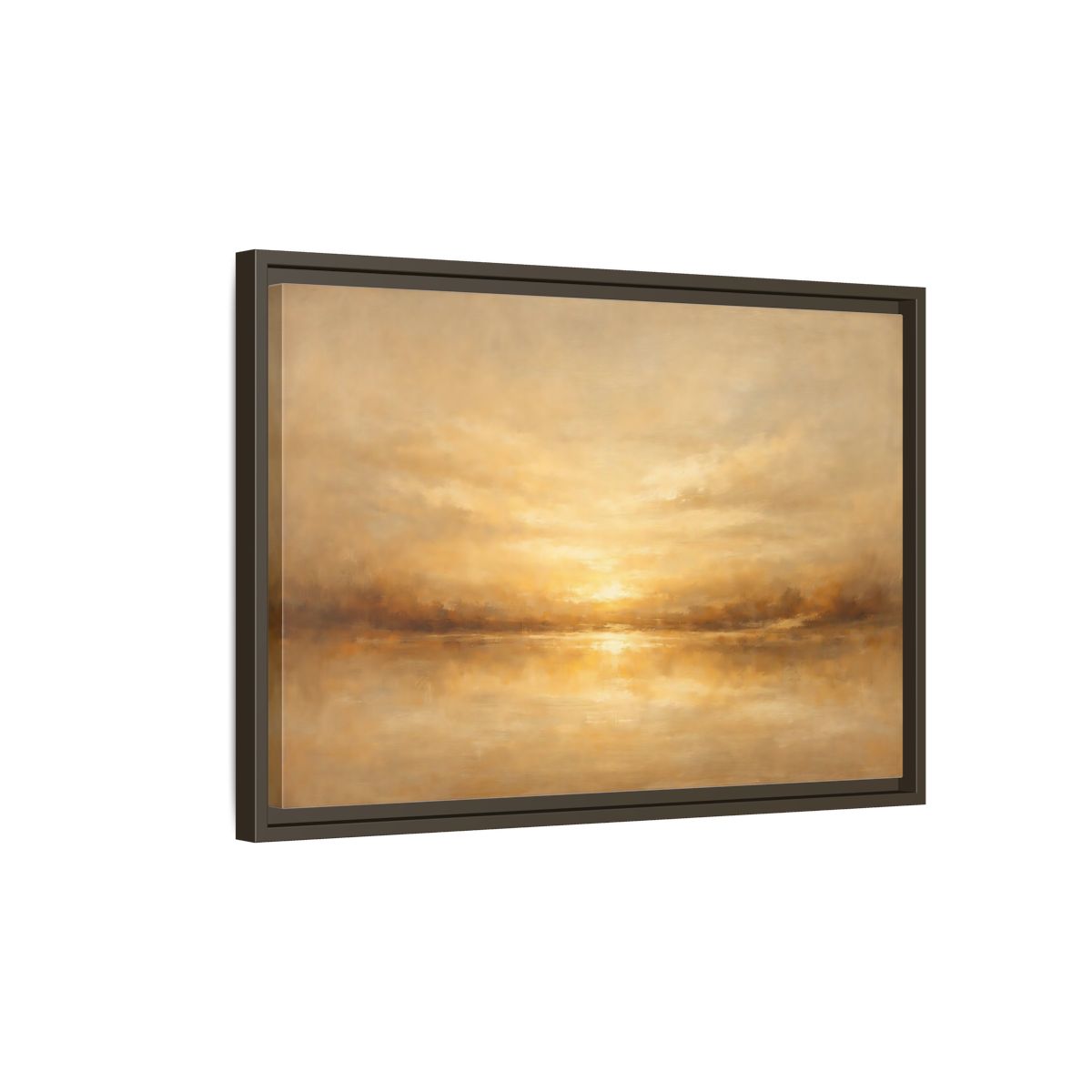 Side Mockup 2. Nature Golden Horizon Golden Landscape shown as stretched canvas wall art