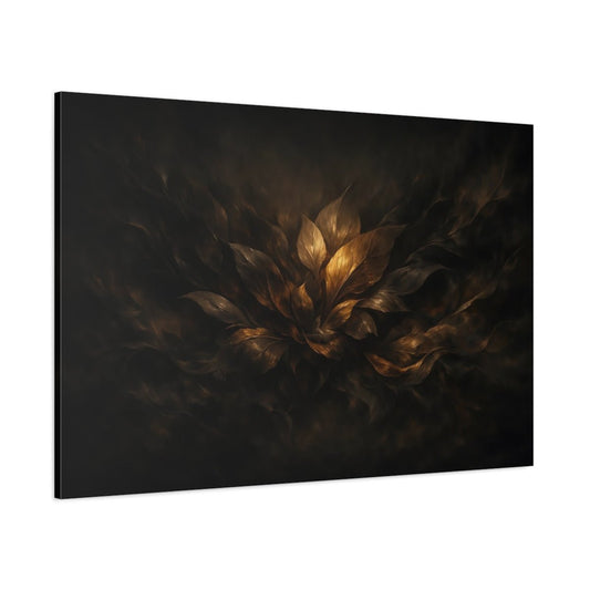 Nature Golden Leaves Dark Gold - Canvas Wall Art Print - YesArtYes