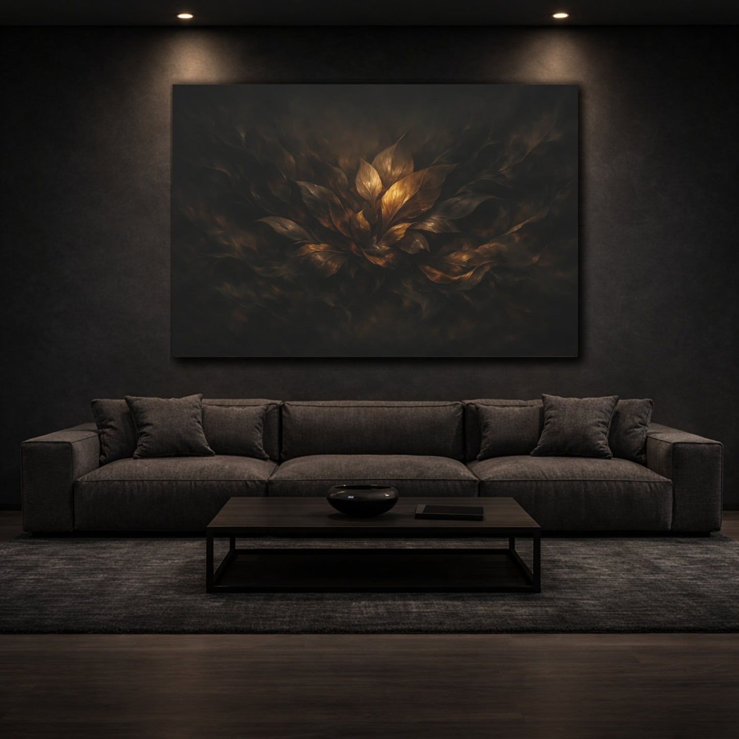 Nature Golden Leaves Dark Gold - Canvas Wall Art Print - YesArtYes