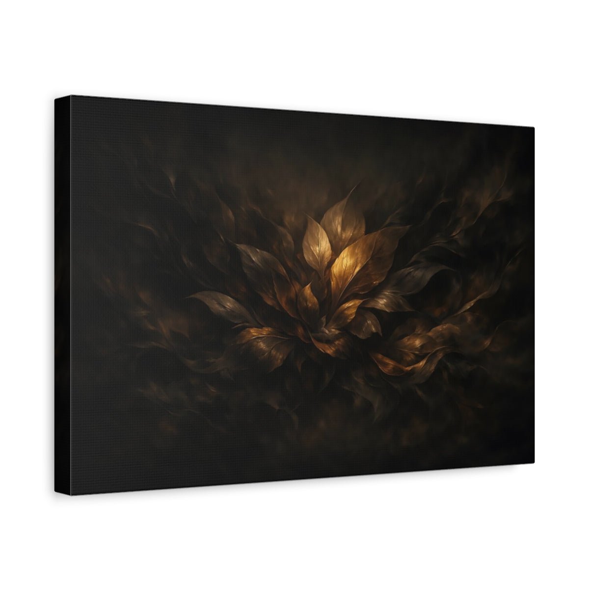 Nature Golden Leaves Dark Gold - Canvas Wall Art Print - YesArtYes