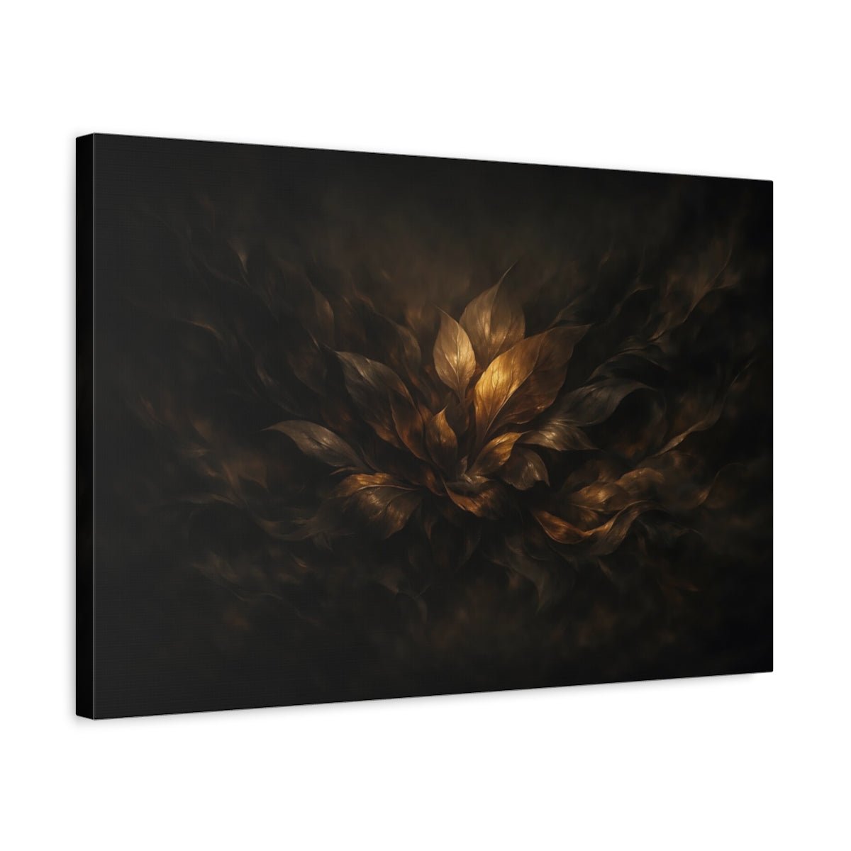Nature Golden Leaves Dark Gold - Canvas Wall Art Print - YesArtYes