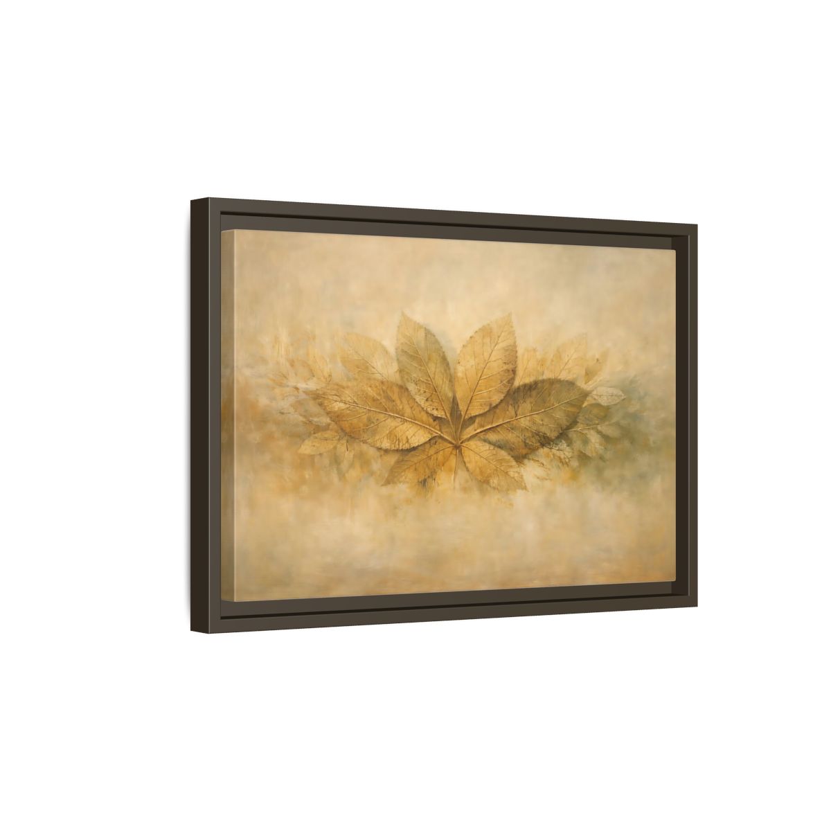 Side Mockup 5. Nature Golden Leaves Golden Leaves Rustic shown as stretched canvas wall art