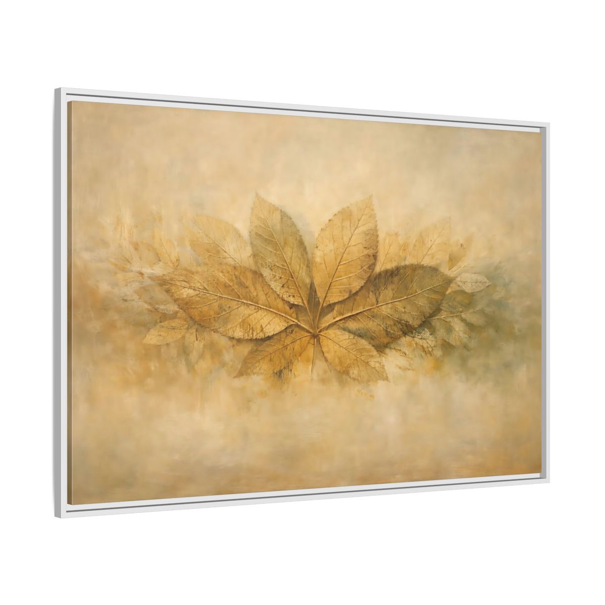 Side Mockup 7. Nature Golden Leaves Golden Leaves Rustic shown as stretched canvas wall art