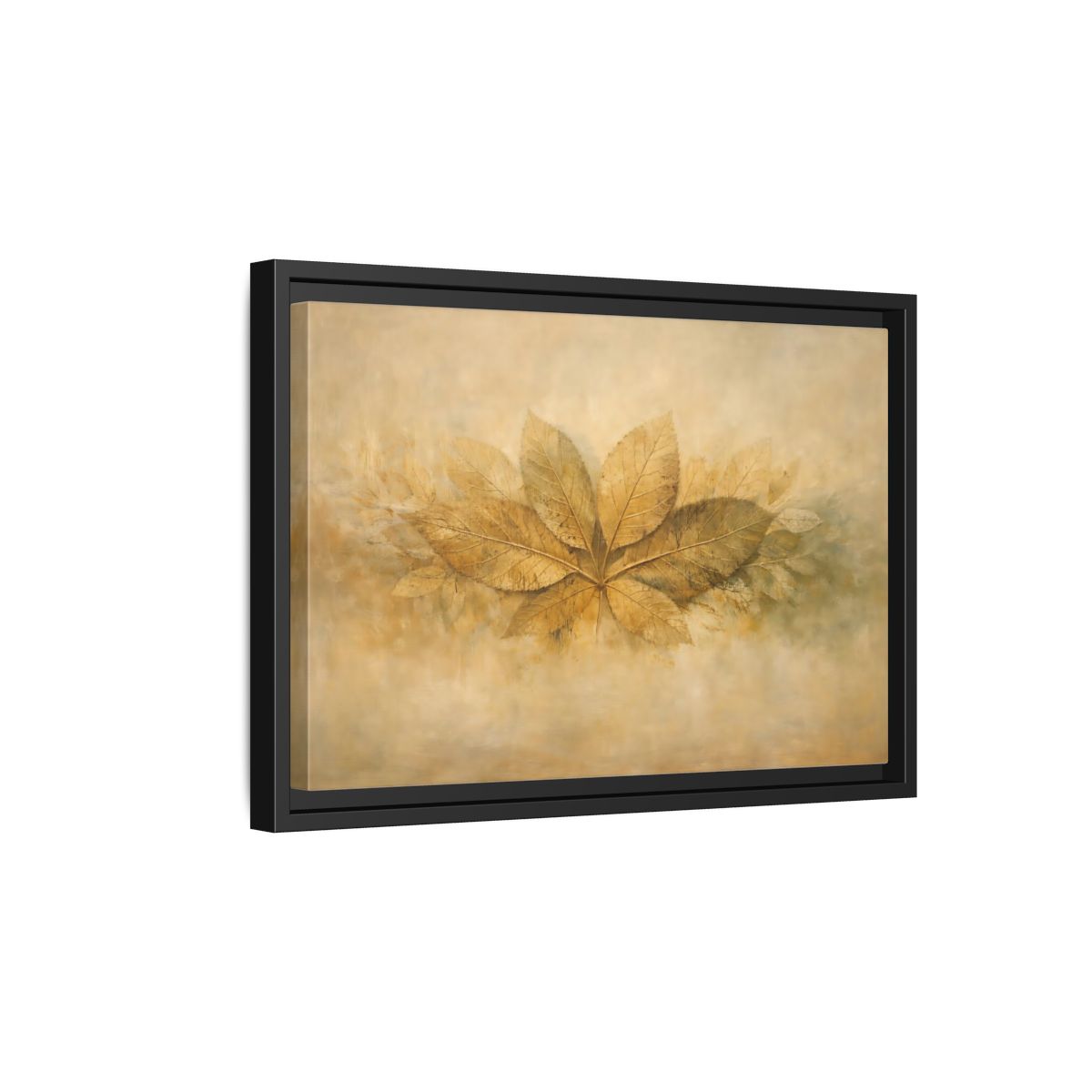 Side Mockup 6. Nature Golden Leaves Golden Leaves Rustic shown as stretched canvas wall art
