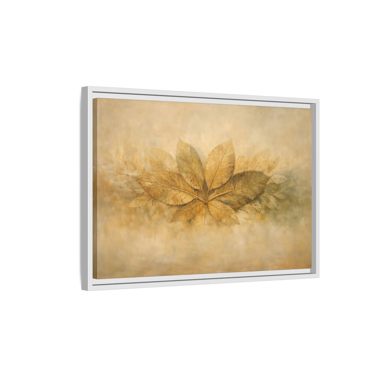 Side Mockup 1. Nature Golden Leaves Golden Leaves Rustic shown as stretched canvas wall art